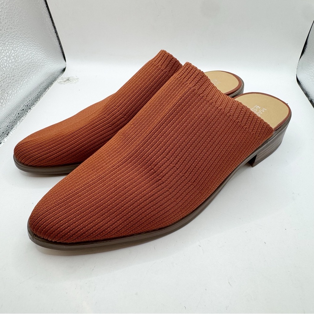 Market & Spruce rust orange sweater mules slip on shoes pointed toe Like New 10